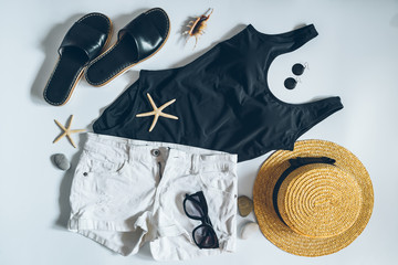 Wall Mural - flat lay with clothes. fashion. summer concept