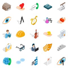 Sticker - Theater icons set. Isometric set of 25 theater vector icons for web isolated on white background
