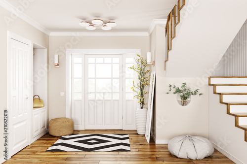 Fotografía Interior of modern hall 3d rendering