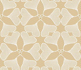 Seamless lace pattern made of heart shaped ginkgo leaves