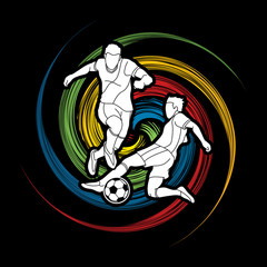  Soccer player action designed on spin wheel graphic vector