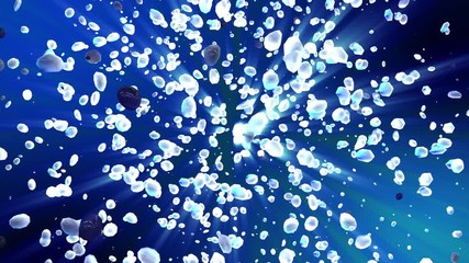 Wall Mural - abstract particle explosion. blue shards flying and expanding from sphere. nuclear science technolog