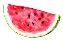 Watermelon Watercolor Illustration Insolated On White Background