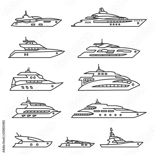 Ships And Boats Set Yacht Thin Line Icon Set Vector Outline Icons Stock Vector Adobe Stock