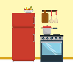 Wall Mural - kitchen modern scene icons vector illustration design