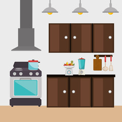 Wall Mural - kitchen modern scene icons vector illustration design