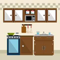 Wall Mural - kitchen modern scene icons vector illustration design