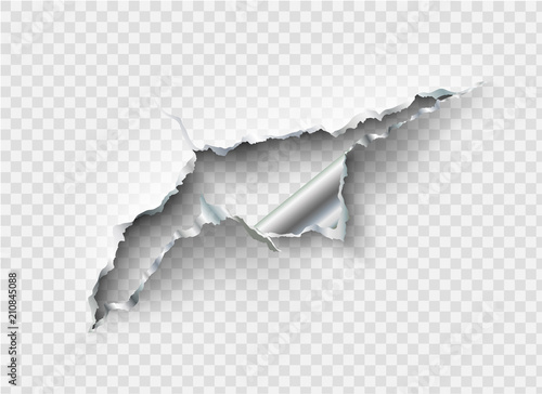 Cuadros en Lienzo ragged Hole torn in ripped metal on transparent