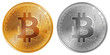 Golden and Silver Bitcoin Coins