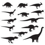 Fototapeta Dinusie - Dinosaurs silhouette icon set. Vector icons set.