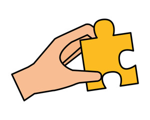 Sticker - hand with puzzle piece isolated icon