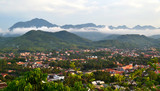Fototapeta Miasto - View of Luang Prabang from Mount Phousi Temple Lookout