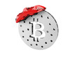 3d Illustration of break disc with silver bitcoin