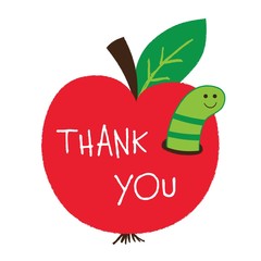 Wall Mural - Thank you Teachers Day card with an apple and a worm