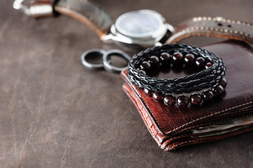 black braided leather bracelet