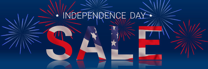 Independence day sale. Vector banner design template.