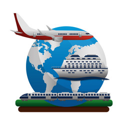 Wall Mural - travel vacations airplane cruise ship and train world