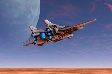 Wall Mural - aircraft space ship exploring around