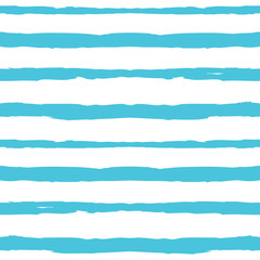 Wall Mural - Hand drawn blue stripes seamless pattern on white background