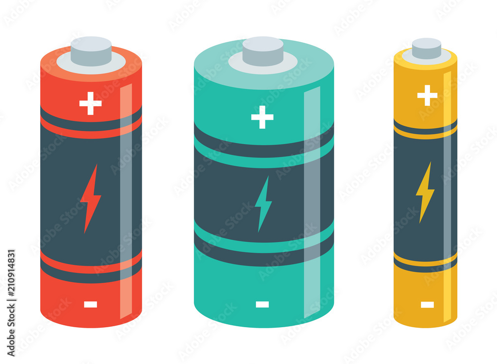 Vector Illustration Of Batteries - obrazy, fototapety, plakaty 