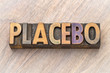 placebo - word abstract in wood type