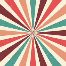 Retro Sunburst Background Vector Pattern With A Vintage Color Palette Of Burgundy Red Pink Peach Teal Blue And Beige White In A Radial Striped Design With Nostalgic Style