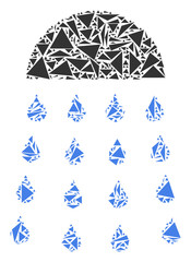 Sticker - Spray stream collage of triangle items in various sizes and shapes. Vector polygons are organized into spray stream illustration. Geometric abstract vector illustration.