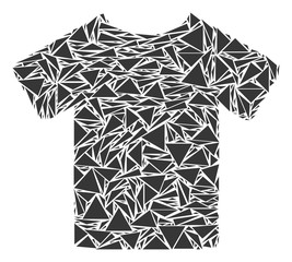 Canvas Print - T-shirt collage of triangle elements in variable sizes and shapes. Vector triangles are united into T-shirt puzzle. Geometric abstract vector illustration.