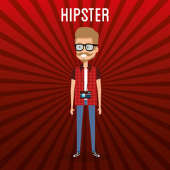 Poster - man style hipster character vector illustration design