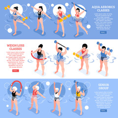 Sticker - Aqua Aerobics Isometric Horizontal Banners