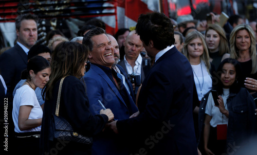 Cast Members Brolin And Del Toro Greet Each Other At The Premiere