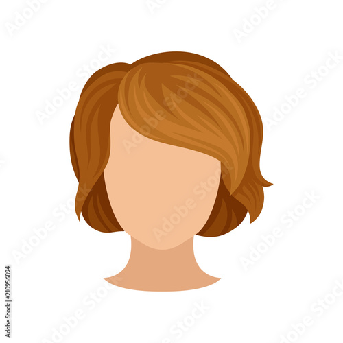 Woman S Head With Trendy Hairstyle Short Brown Hair Fashionable
