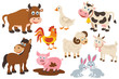set of isolated farm animals - vector illustration, eps