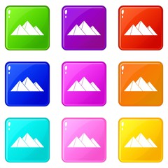 Wall Mural - Pyramids icons of 9 color set isolated vector illustration