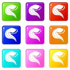  Ocean or sea wave icons of 9 color set isolated vector illustration