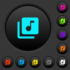 Poster - Music library dark push buttons with color icons