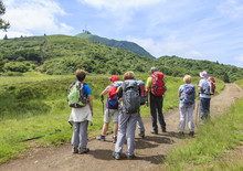 Group Of Hikers Looking At The Summit