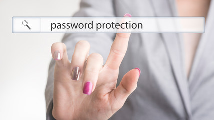 Wall Mural - female hand touching a website navigation bar with the text password protection
