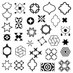 Typical abstract symbols in ornamental arabic style. Vector set of logo design templates. Vector, illustration.