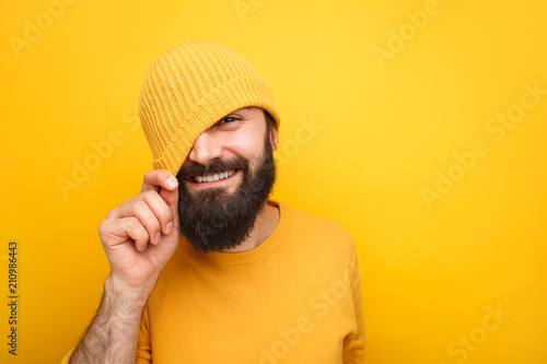 Fotografía Handsome playful hipster in colorful hat