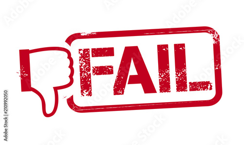 Cuadros en Lienzo Vector illustration of the word Fail in red ink stamp with thumb down symbol