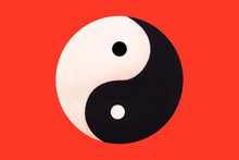 Ying Yang Symbol Of Harmony And Balance On The Red