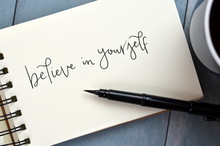 BELIEVE IN YOURSELF Hand-lettered In Notepad