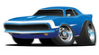 Classic Sixties Style American Muscle Car Hot Rod Cartoon Vector Illustration