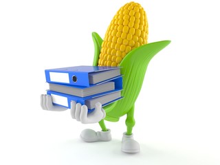 Poster - Corn character carrying ring binders