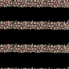 Wall Mural - Striped floral Seamless Pattern. Pretty vintage feedsack border in small flowers. 