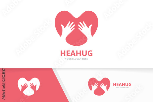 Vector Heart And Hands Logo Combination Love And Embrace Symbol