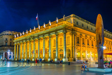 Night View Of The National Opera In Bordeaux, France