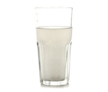 A Glass Of Salt Of Soda For Rinsing Teeth On A White Background Isolation