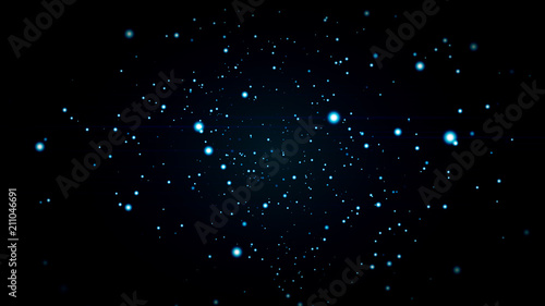 Cuadros en Lienzo Abstract 3d illustration background with blue and white particles in slow motion